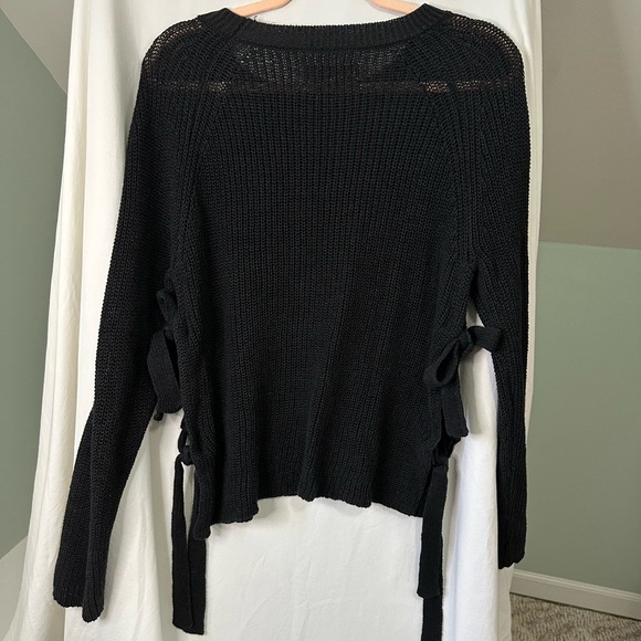 Loft Black Knit Sweater with Side Ties long sleeve size small - Picture 1 of 9